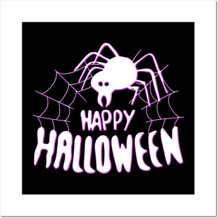 Happy Halloween Spider web green Posters and Art